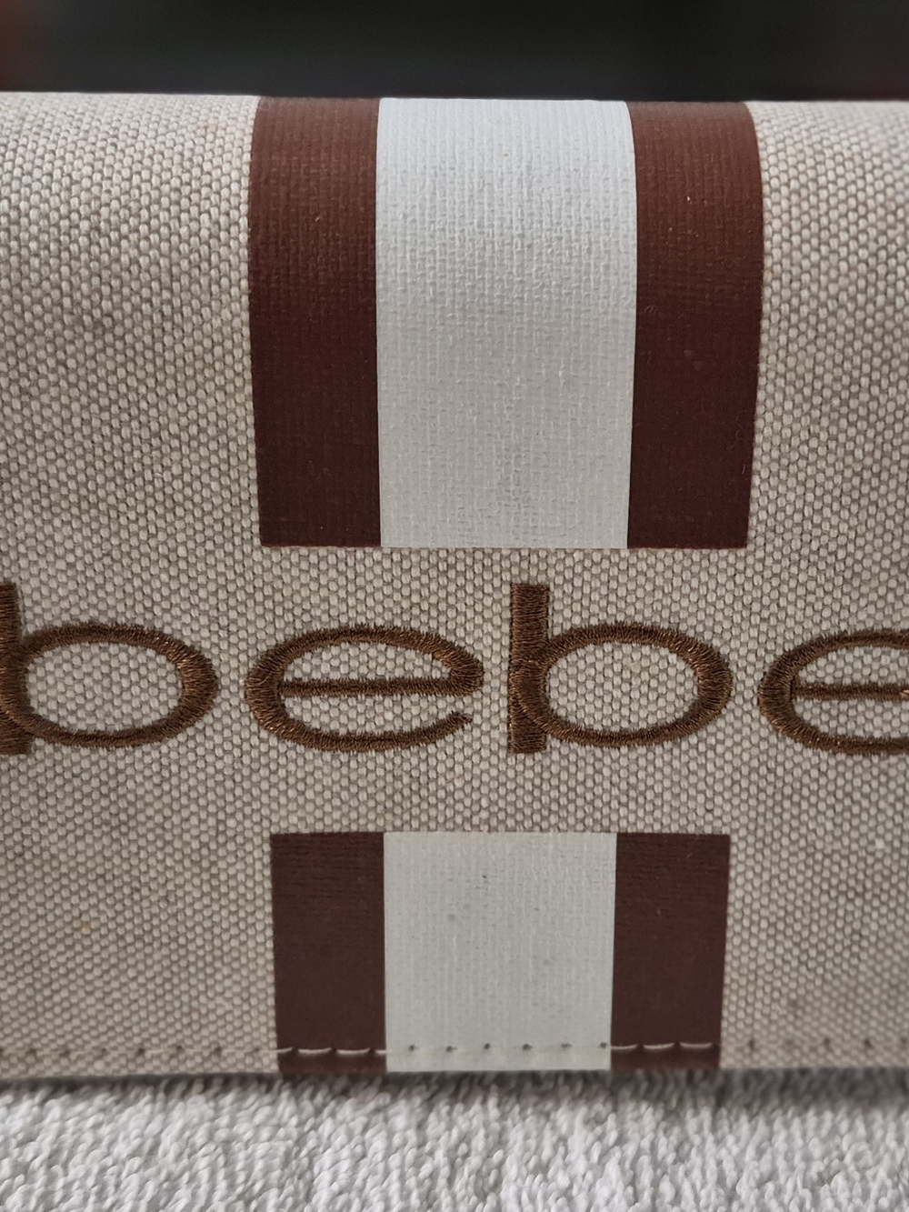 bebe Canvas Crossbody - Beige and Brown
